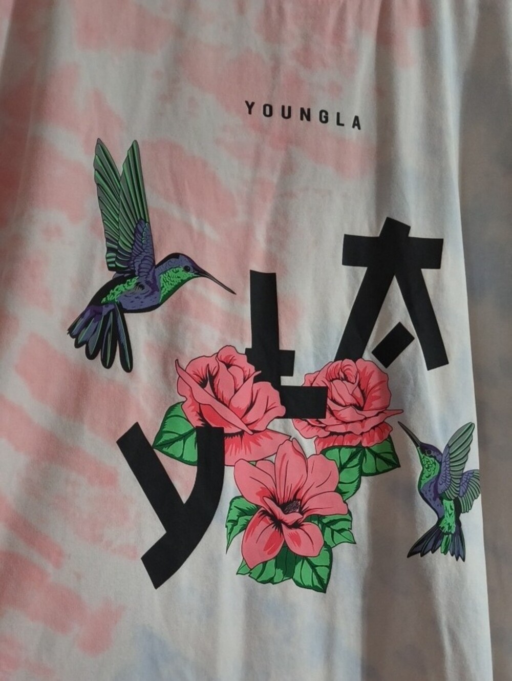YoungLA Pink & Light Blue Tie-Dye Floral Hummingbird Tee - Picture 4 of 8